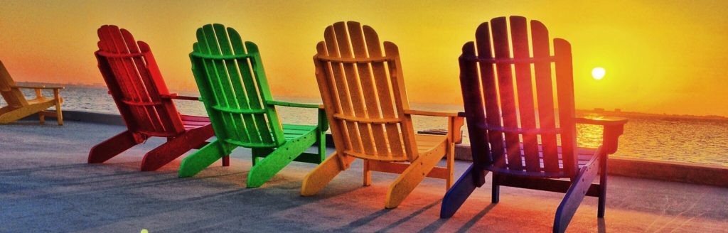 Five Adirondack Deck Chair in the sunset