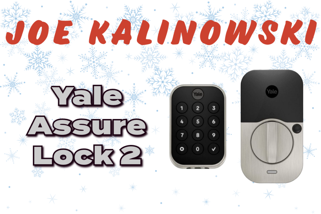 picture of touchpad and digital lock on a background decorated with snowflakes