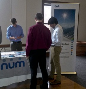 Students talk to Unum at Career Expo