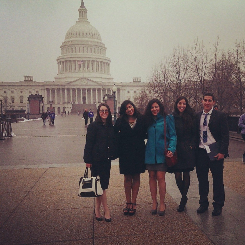 From left, Clark University students Danielle Strandson, Radhika Sharma, Mariana Lopez-Davila, and Oscar Zapata