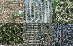 Aerial views of San Diego; Miami; Philadelphia; Chicago; Phoenix; and Levittown, N.Y. (N. Giner, Clark University)