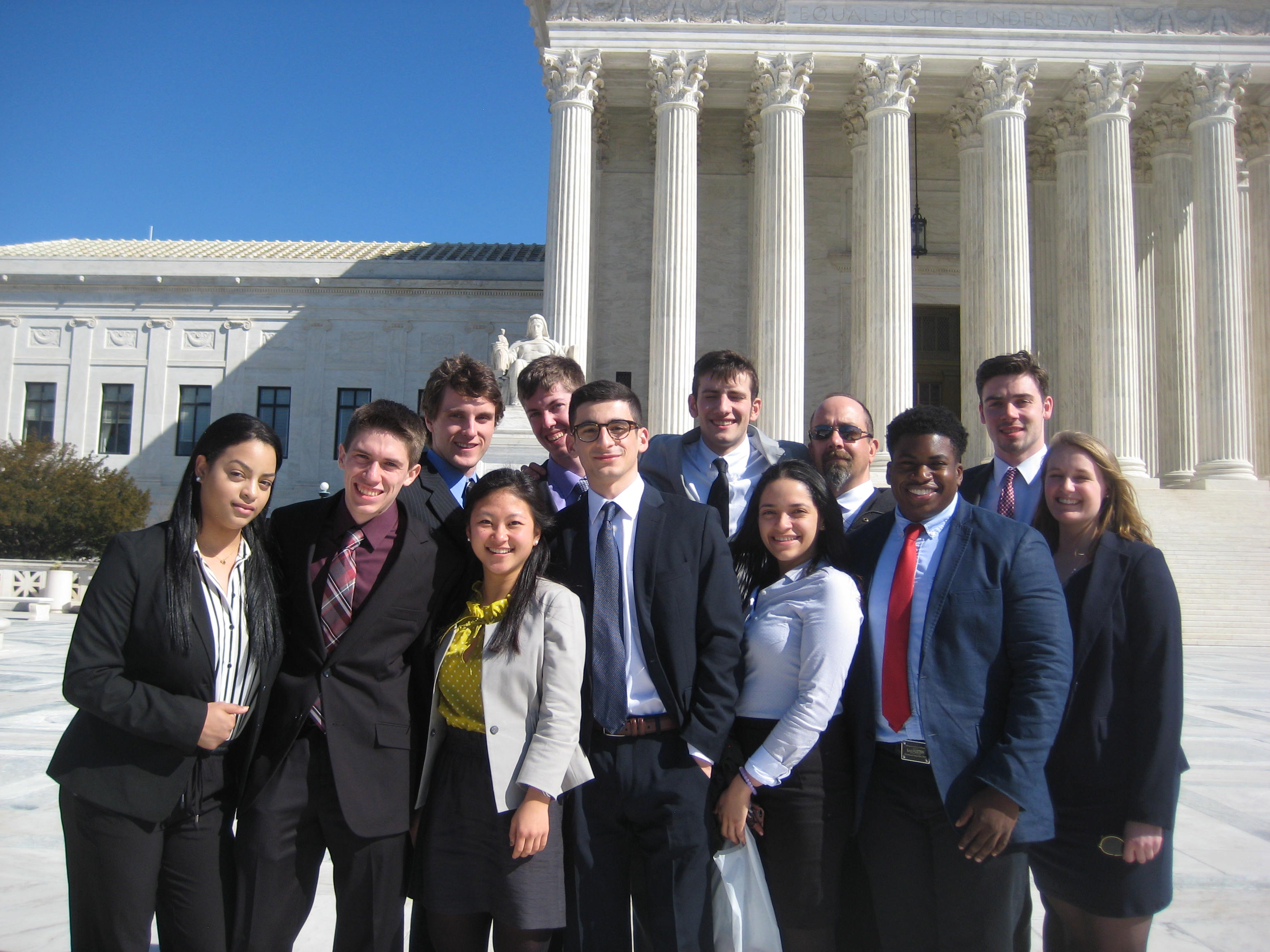 Clark University students in front of the Supreme Court